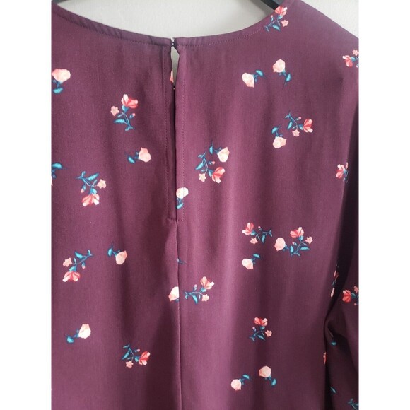 Old Navy Dress Womens XXL Burgundy Floral Long Sleeve Shift Lightweight … - Picture 5 of 7